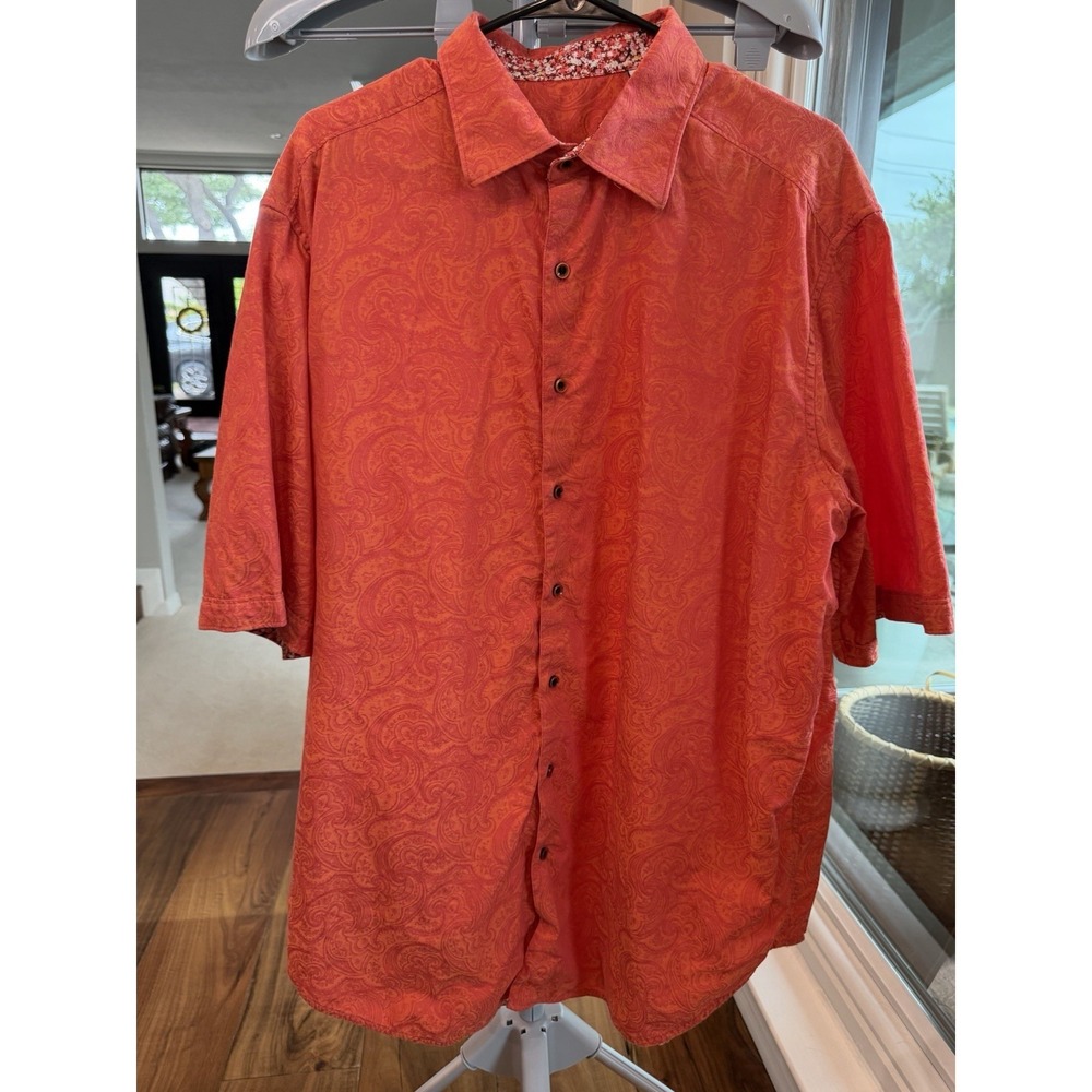 Robert Graham Orange Paisely Men's 1XLT Big &Tall Big Fellas Button Shirt